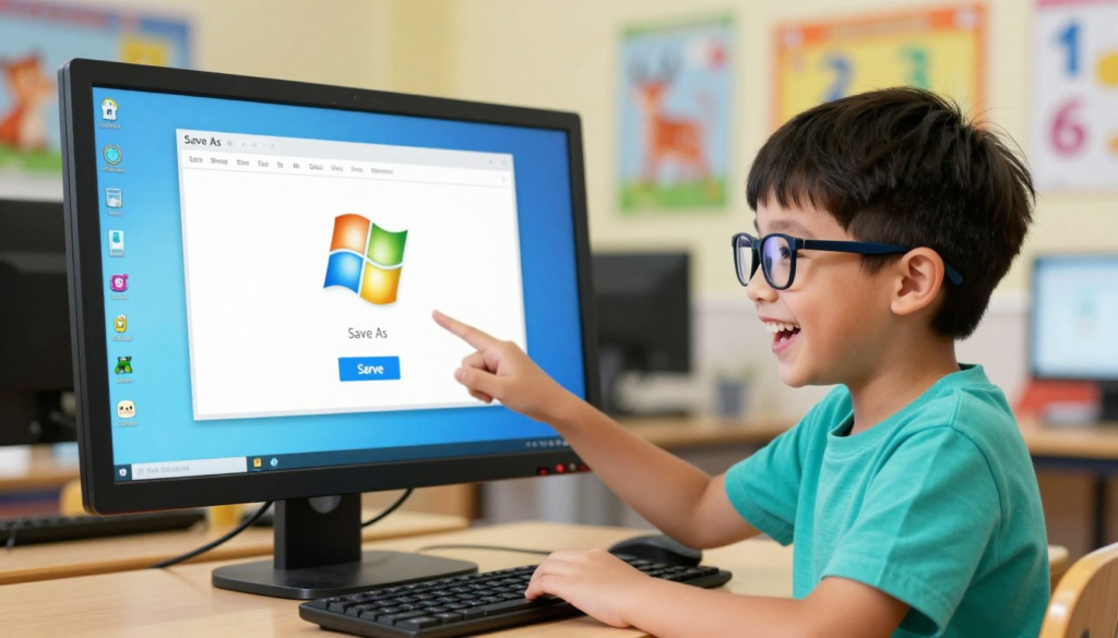 saving a file on Windows for kids